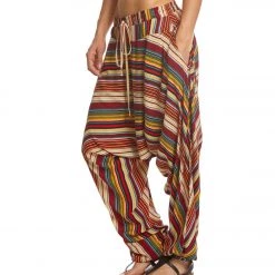 CLOTHING Buddha Pants Stripes Harem Pants Red