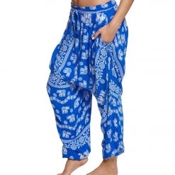 Buddha Pants Elephants Harem Pants Blue