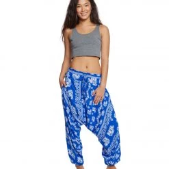 Buddha Pants Elephants Harem Pants Blue