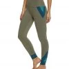 Beyond Yoga Block And Key High Waisted Midi Yoga Leggings Timber Heather Colorblock CLOTHING