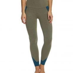 Beyond Yoga Block And Key High Waisted Midi Yoga Leggings Timber Heather Colorblock CLOTHING