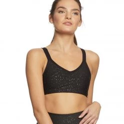Beyond Yoga Double Back Alloy Speckled Bra BLACK GUNMETAL SPECKLE