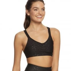 Beyond Yoga Double Back Alloy Speckled Bra BLACK GUNMETAL SPECKLE