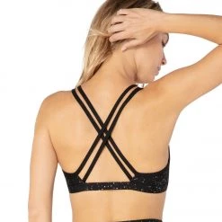 Beyond Yoga Double Back Alloy Speckled Bra Black Iridescent Speckle CLOTHING