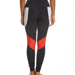 Onzie High Waisted Royal Yoga Leggings Red Combo