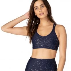 CLOTHING Beyond Yoga Double Back Alloy Speckled Bra Nocturnal Navy Silver Speckle