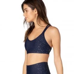 CLOTHING Beyond Yoga Double Back Alloy Speckled Bra Nocturnal Navy Silver Speckle