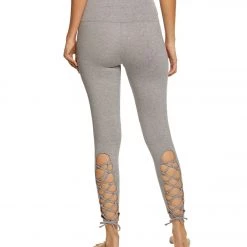 Onzie High Waisted Laced Up Yoga Leggings Stone