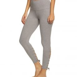Onzie High Waisted Laced Up Yoga Leggings Stone