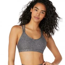 Beyond Yoga Double Back Alloy Speckled Bra Black/White Shiny Mauve Speckle CLOTHING