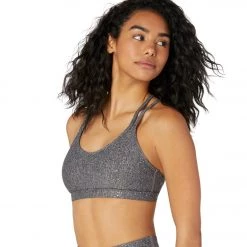 Beyond Yoga Double Back Alloy Speckled Bra Black/White Shiny Mauve Speckle CLOTHING