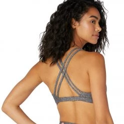 Beyond Yoga Double Back Alloy Speckled Bra Black/White Shiny Mauve Speckle CLOTHING