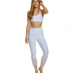 Beyond Yoga Double Back Alloy Speckled Bra White-Rose Gold Speckle