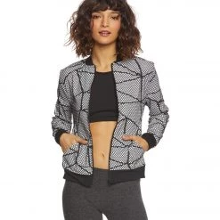 Beyond Yoga Chromatic Bomber After Yoga Jacket Black-White Chromatic