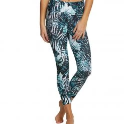 CLOTHING Balance Collection Printed High Waisted Yoga Capris Aruba Blue Palm Tropics