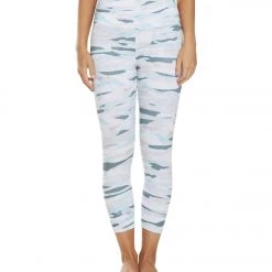 Balance Collection Printed High Waisted Yoga Capris Smoke Blue Hoizon Collage CLOTHING
