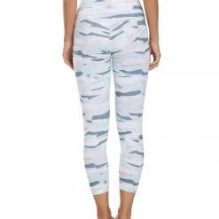 Balance Collection Printed High Waisted Yoga Capris Smoke Blue Hoizon Collage CLOTHING