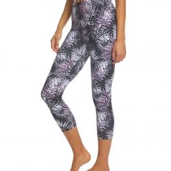 CLOTHING Balance Collection Printed High Waisted Yoga Capris Black Concord Grape