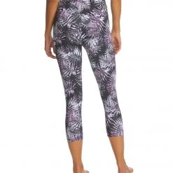 CLOTHING Balance Collection Printed High Waisted Yoga Capris Black Concord Grape