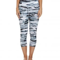 Balance Collection Printed High Waisted Yoga Capris Black Horizon Collage CLOTHING