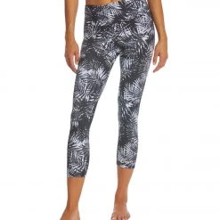 Balance Collection Printed High Waisted Yoga Capris Black White Invert