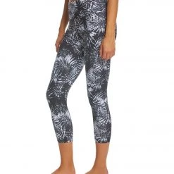 Balance Collection Printed High Waisted Yoga Capris Black White Invert
