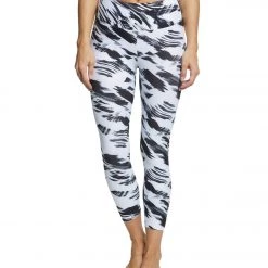 Balance Collection Printed High Waisted Yoga Capris Black Brush Strokes CLOTHING