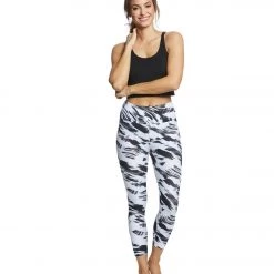 Balance Collection Printed High Waisted Yoga Capris Black Brush Strokes CLOTHING