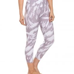 Balance Collection Printed High Waisted Yoga Capris Quail Invert Brush Strokes CLOTHING