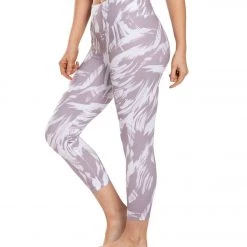 Balance Collection Printed High Waisted Yoga Capris Quail Invert Brush Strokes CLOTHING