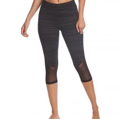 CLOTHING Hard Tail Mid Rise Side Mesh Yoga Capris Black