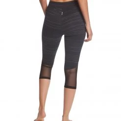 CLOTHING Hard Tail Mid Rise Side Mesh Yoga Capris Black