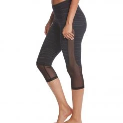 CLOTHING Hard Tail Mid Rise Side Mesh Yoga Capris Black