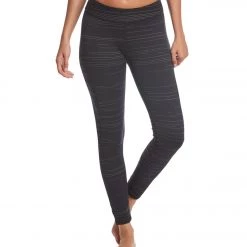 Long Leggings Hard Tail Mid Rise Side Blocked Yoga Leggings Black