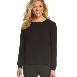Betsey Johnson Performance Ruffled Raglan Pullover Black CLOTHING