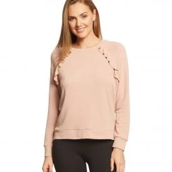 Betsey Johnson Performance Ruffled Raglan Pullover Blush CLOTHING