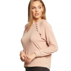 Betsey Johnson Performance Ruffled Raglan Pullover Blush CLOTHING