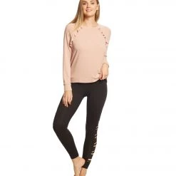 Betsey Johnson Performance Ruffled Raglan Pullover Blush CLOTHING