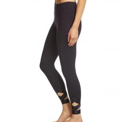 Betsey Johnson Performance Banded Cutout Ankle Yoga Leggings Wavy Navy