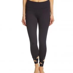 Betsey Johnson Performance Banded Cutout Ankle Yoga Leggings Wavy Navy