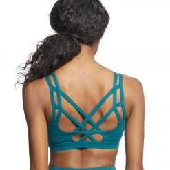 Everyday Yoga Radiant Solid Strappy Back Sports Bra Teal CLOTHING