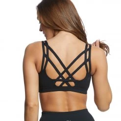 CLOTHING Everyday Yoga Radiant Solid Strappy Back Sports Bra Black
