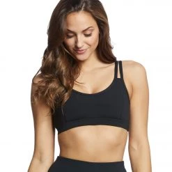 CLOTHING Everyday Yoga Radiant Solid Strappy Back Sports Bra Black