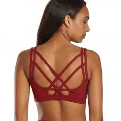 Everyday Yoga Radiant Solid Strappy Back Sports Bra Auburn Red CLOTHING