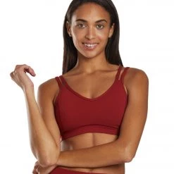 Everyday Yoga Radiant Solid Strappy Back Sports Bra Auburn Red CLOTHING