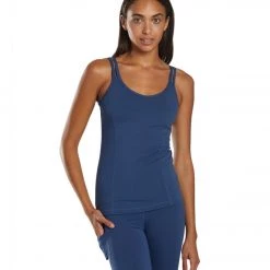 CLOTHING Everyday Yoga Radiant Solid Strappy Back Support Tank True Navy