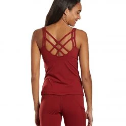 Everyday Yoga Radiant Solid Strappy Back Support Tank Auburn Red CLOTHING