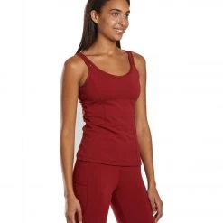 Everyday Yoga Radiant Solid Strappy Back Support Tank Auburn Red CLOTHING