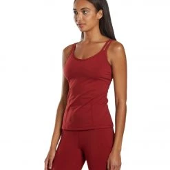 Everyday Yoga Radiant Solid Strappy Back Support Tank Auburn Red CLOTHING