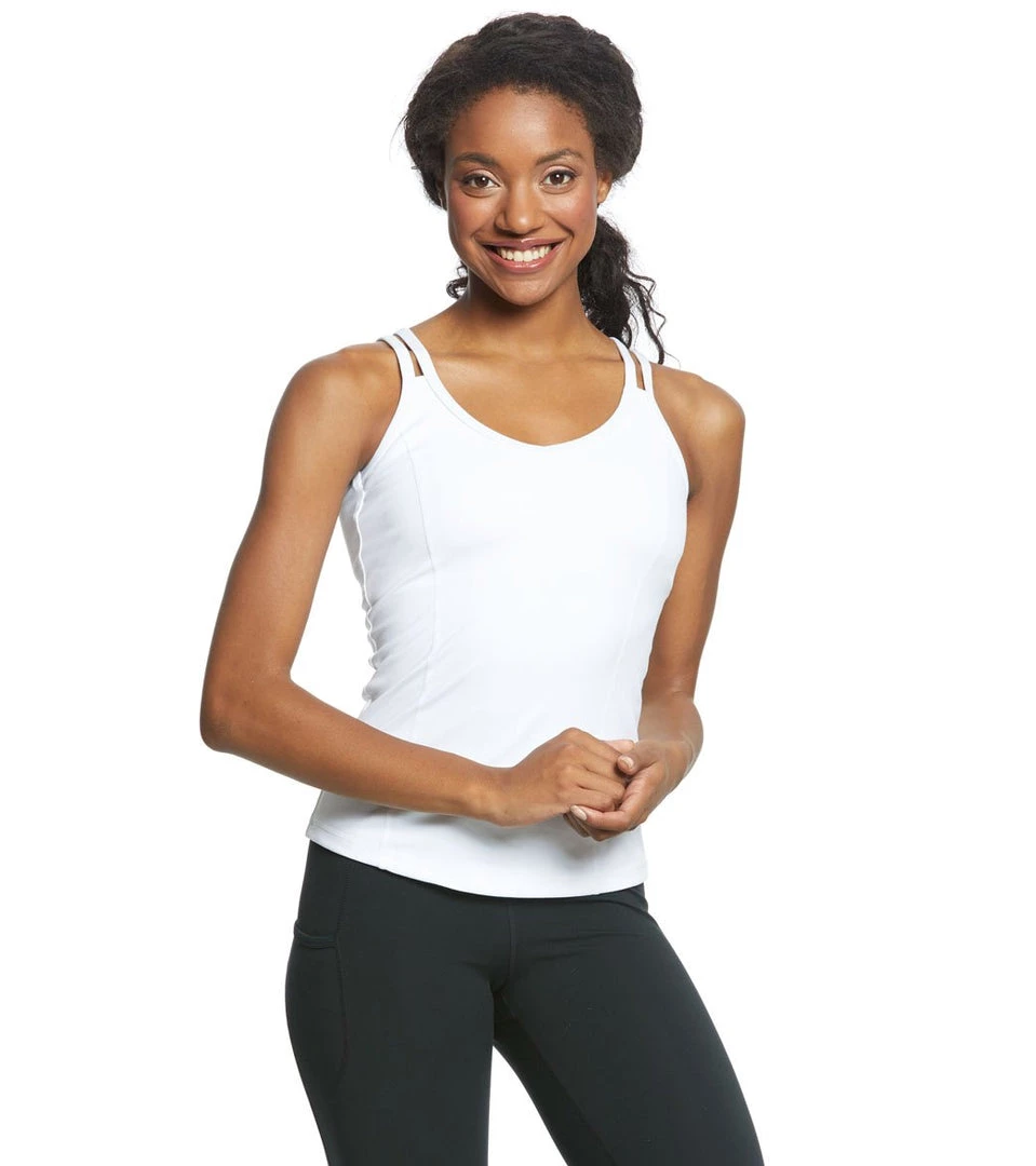 Everyday Yoga Radiant Solid Strappy Back Support Tank White CLOTHING 4 Everyday Yoga Radiant Solid Strappy Back Support Tank White CLOTHING